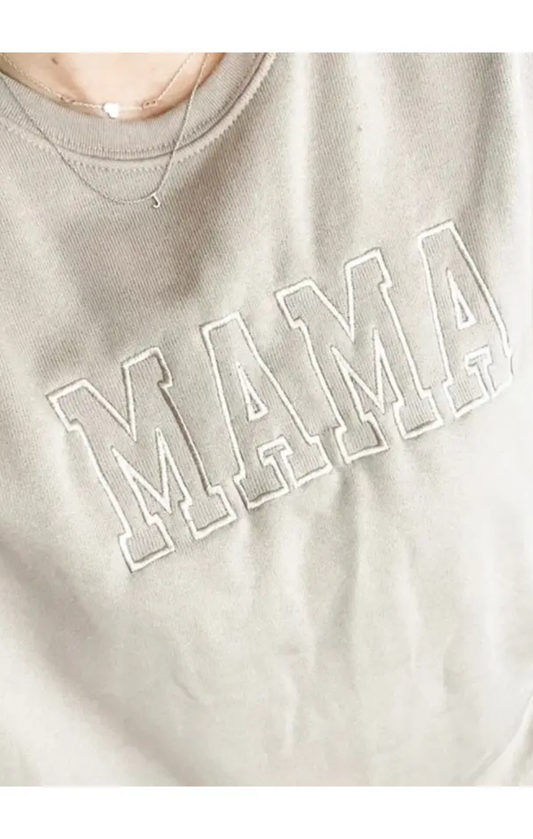 Neutral Embroidered Mama Sweatshirt