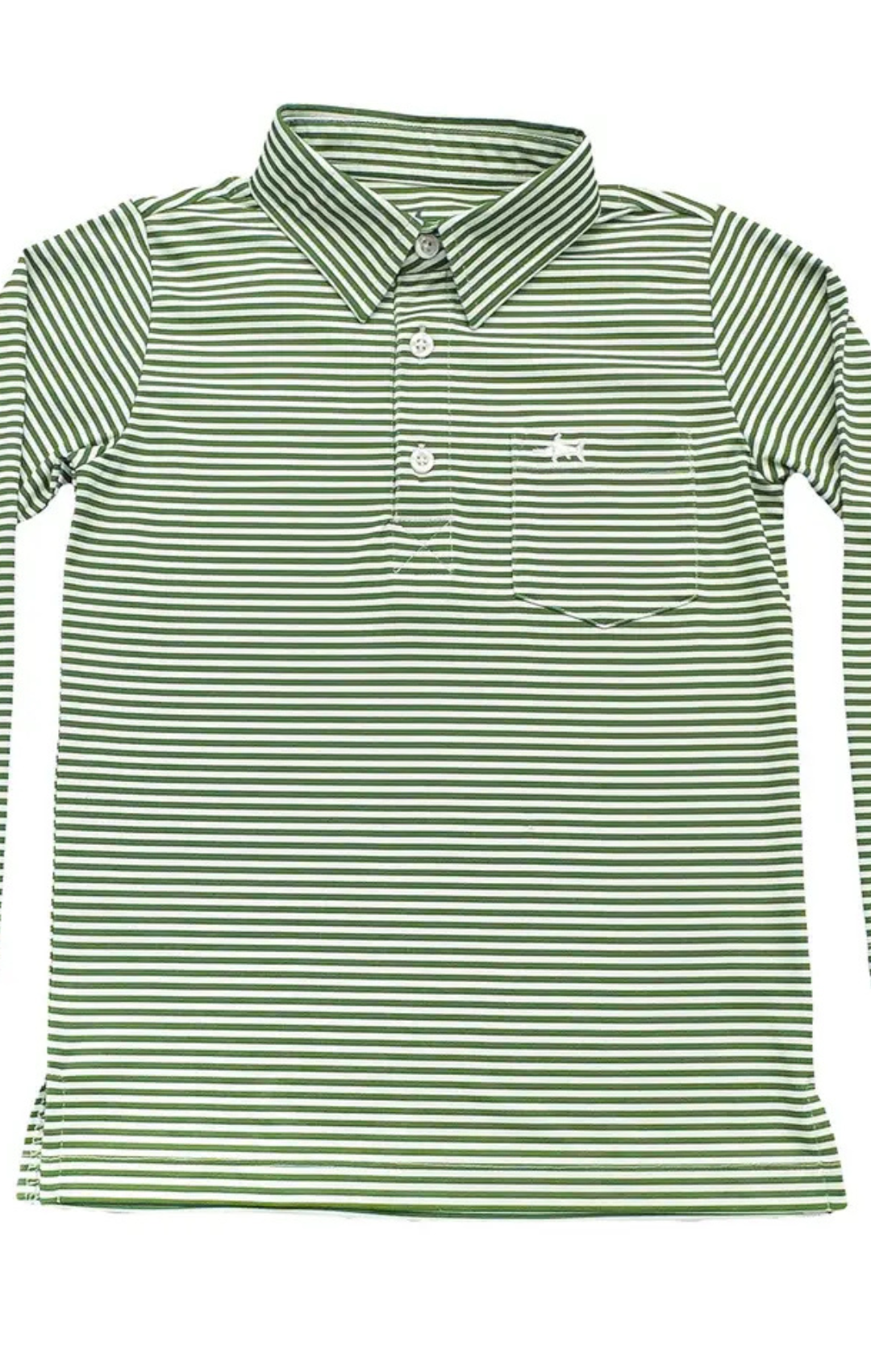 Inshore Boys Green Stripe Performance Polo