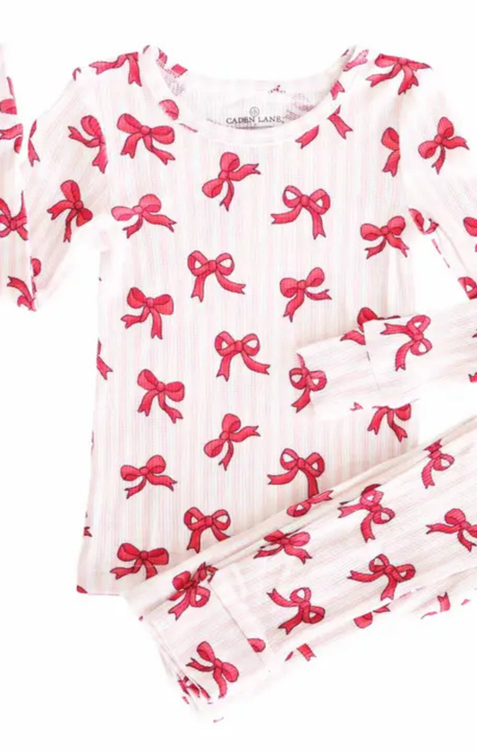 Coquette Christmas Bamboo Waffle Two Piece Pajama Set