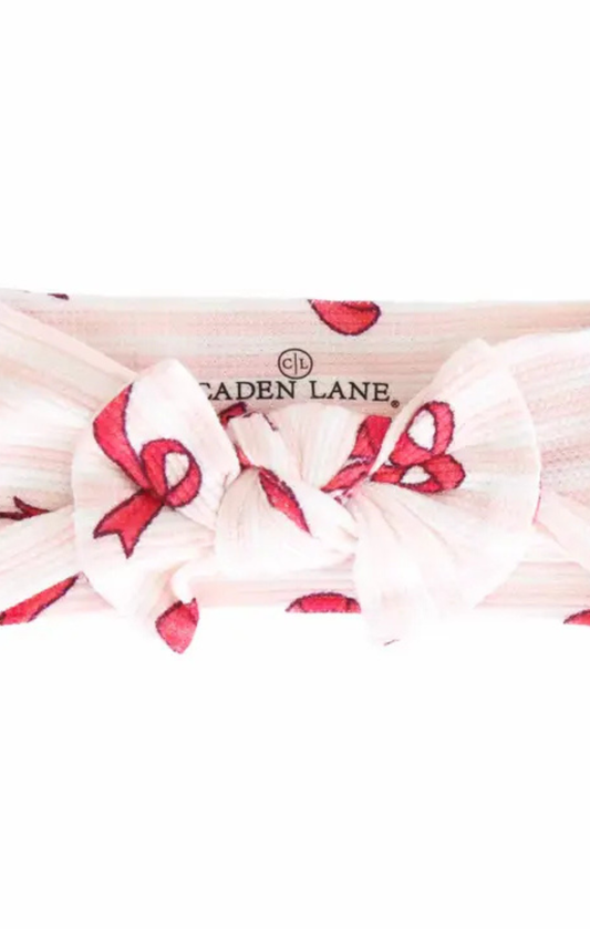 Coquette Christmas Bamboo Waffle Knit Large Bow Headwrap