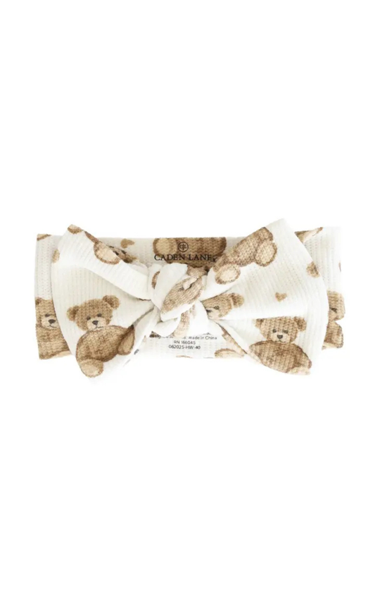 Beary Sweet Bamboo Waffle Knit Large Bow Headwrap