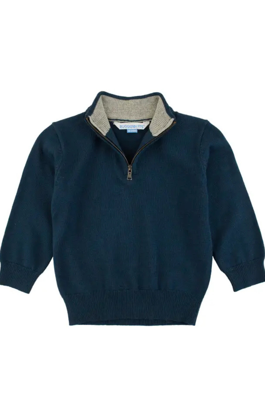 Boys Dark Navy Quarter-Zip Sweater