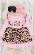 Load image into Gallery viewer, Pink Leopard Turkey Ruffle Dress

