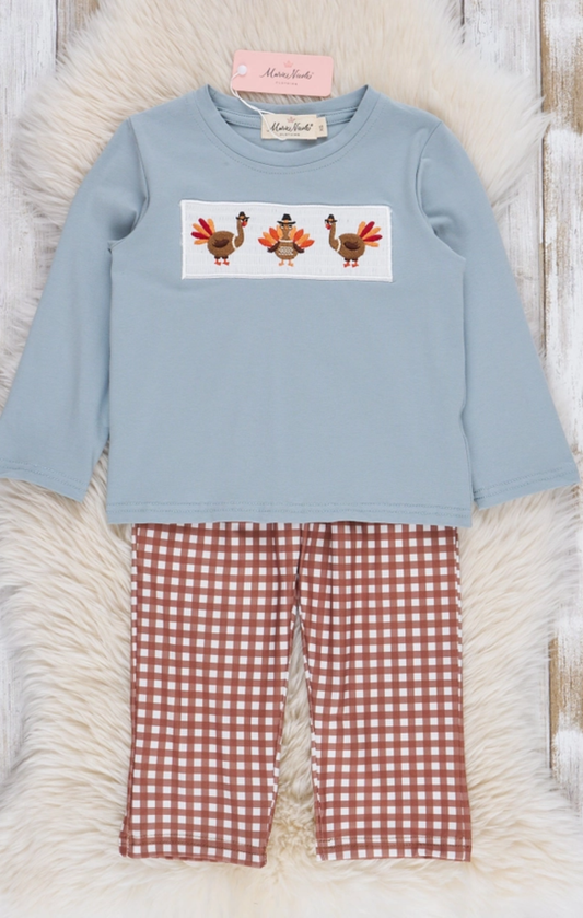 Gigham Smocked Turkey Set