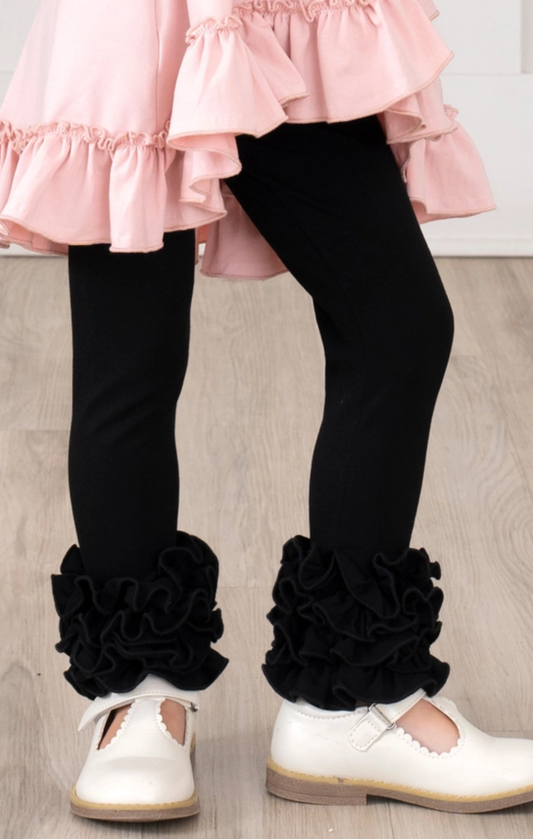 Cotton Icing Ruffle Leggings - Black