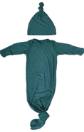 Load image into Gallery viewer, Forest Green Ribbed Knotted Newborn Gown and Hat
