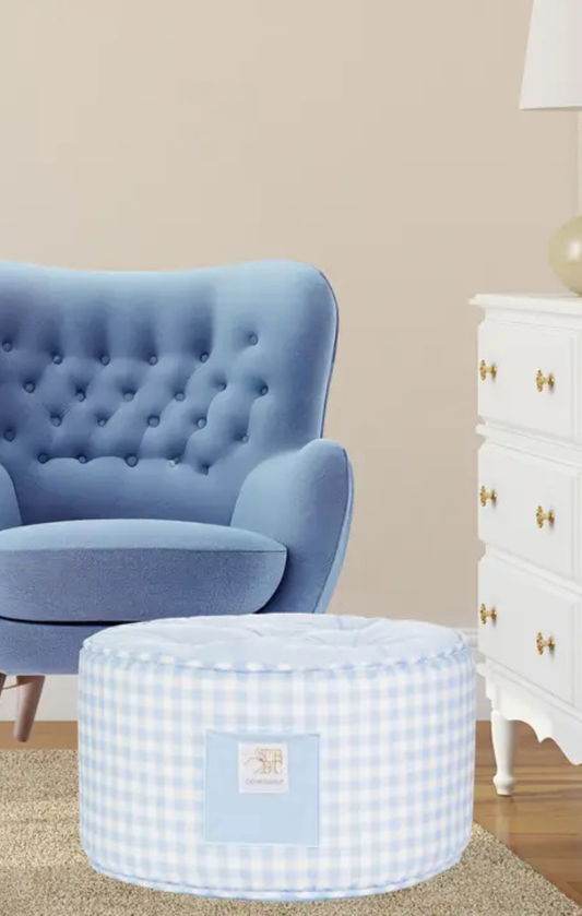 The Beaufort Bonnet Co. Buckhead Blue Gingham Ottoman