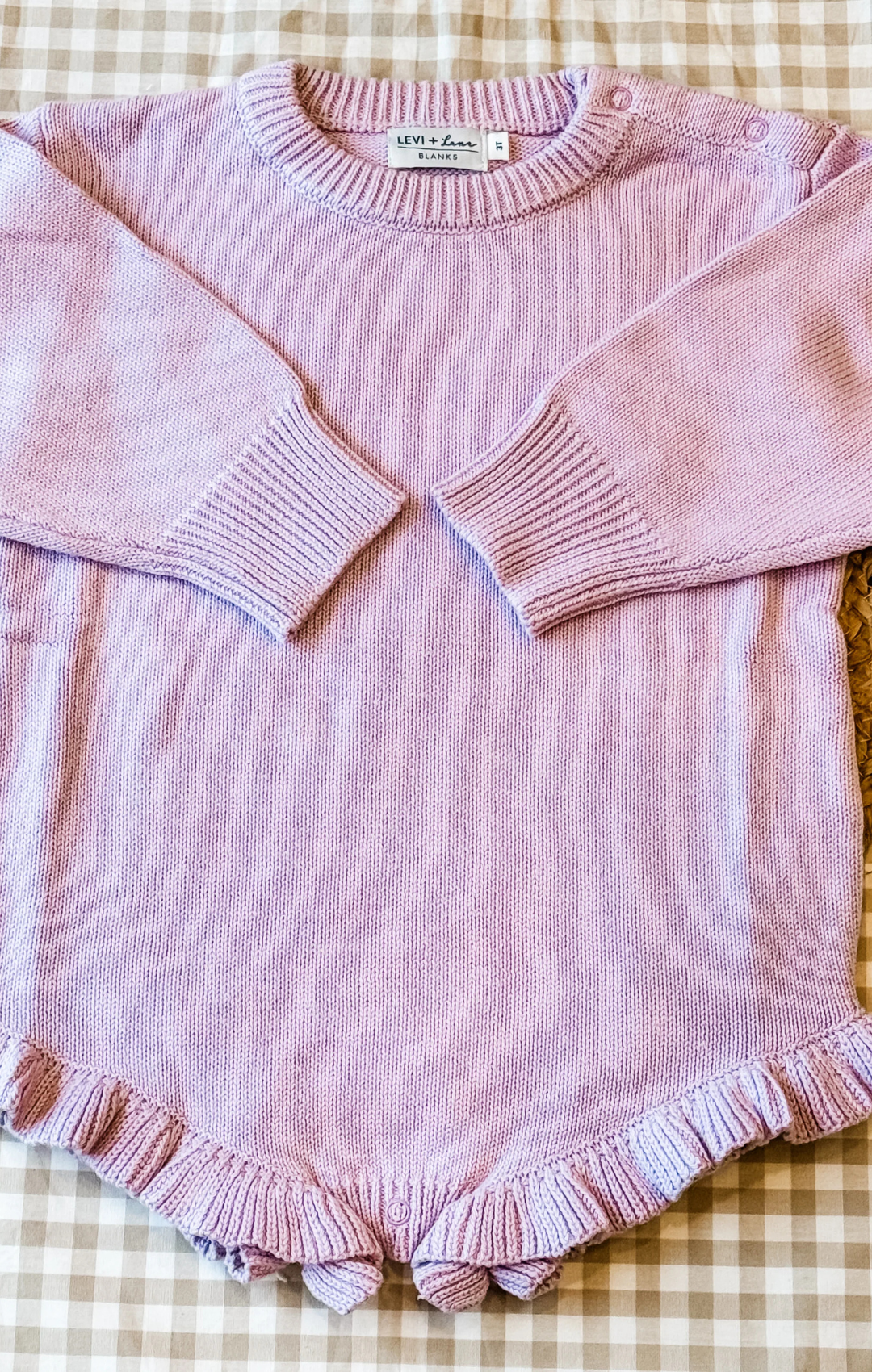 Lavender Knit Ruffle Onesie