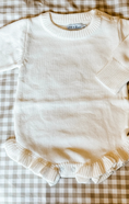 Load image into Gallery viewer, White Knit Ruffle Onesie
