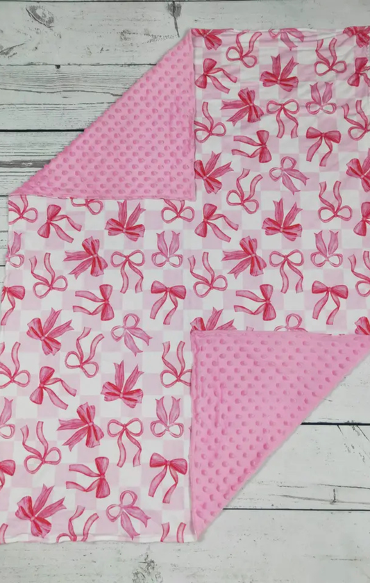 Gingham Bow Printed Blanket