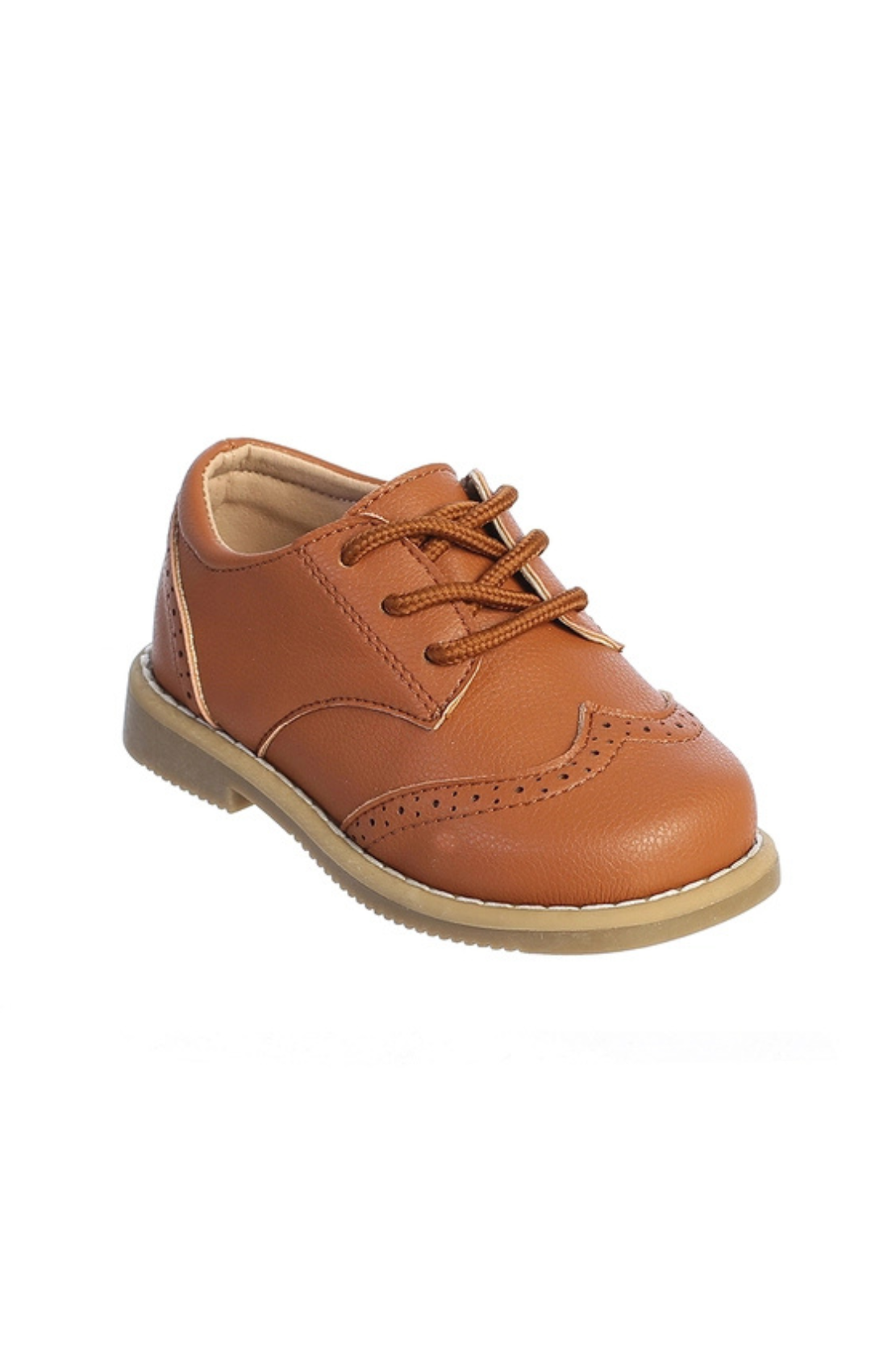 Brown Boys Leather Wing Tip Shoes