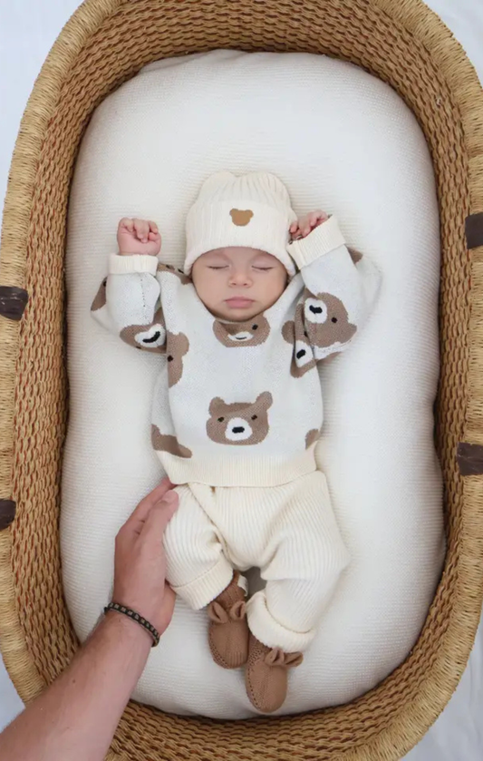 Little Bear Jacquard Sweater - Cream