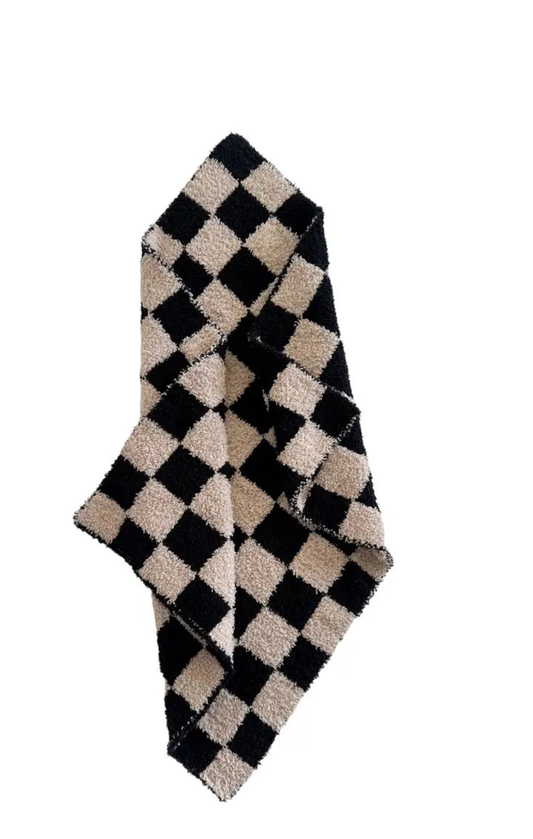 Phufy Bliss Checkerboard Mini Blanket- Black/Cocoa