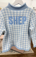 Load image into Gallery viewer, Blue Gingham Signature Rollneck Sweater
