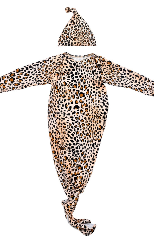 Leopard Knotted Gown & Hat