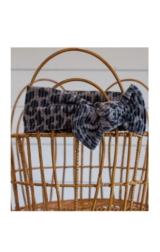 Mocha Leopard Crinkle + Tie On Headwrap