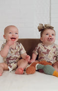 Load image into Gallery viewer, Kyzen Camo Print Bubble Romper
