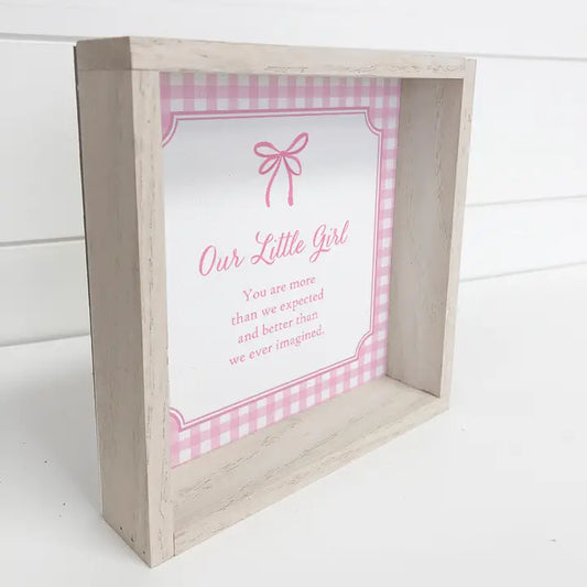 Gingham Our Little Girl Framed Art- 15"x15"