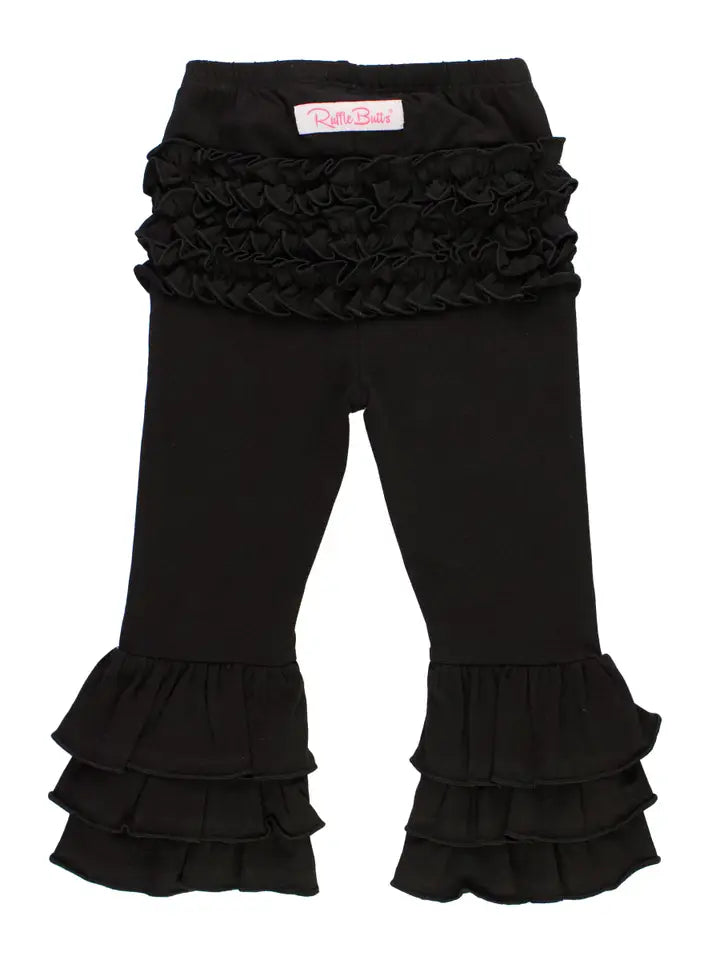 Baby Girls Black Ruffle Flare Pants