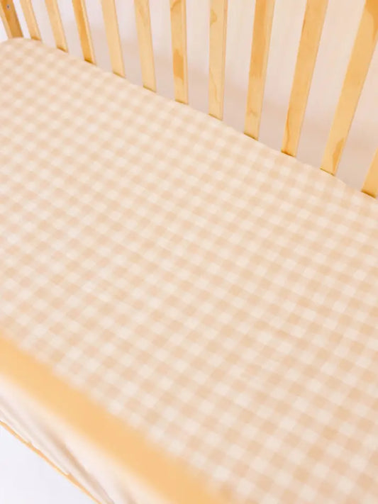 Honey Gingham Bamboo Crib Sheet