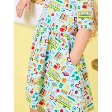 Classroom Crew Short Sleeve Knit Twirl Dress