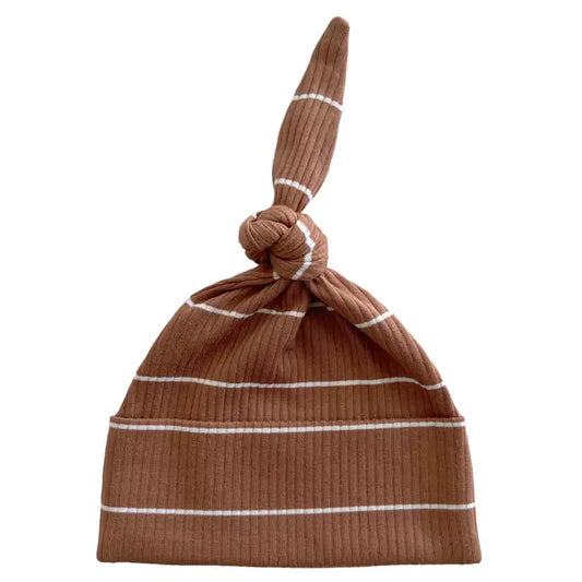 Saddle Stripe Organic Ribbed Beanie 0-3M
