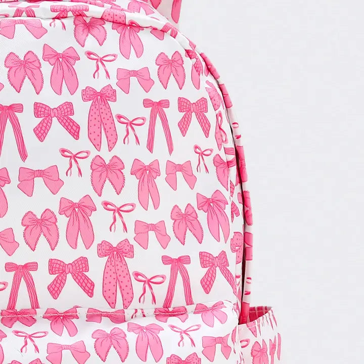 Bow Printed Girls Canvas Backpack