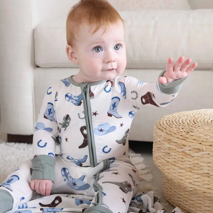 Blue Boot Scootin' Convertible Zip Romper
