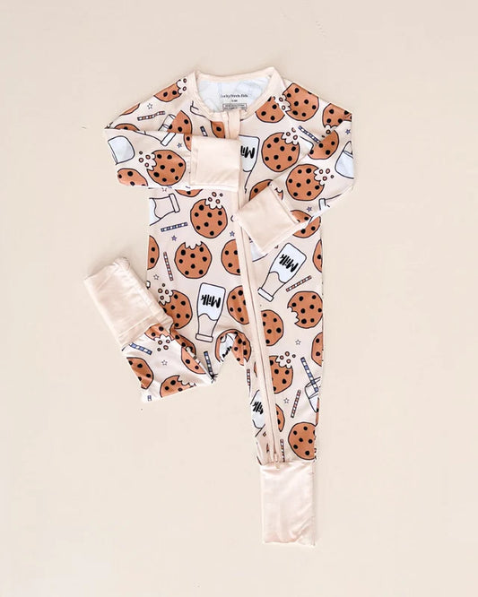 Bamboo Milk & Cookes Zip Onesie