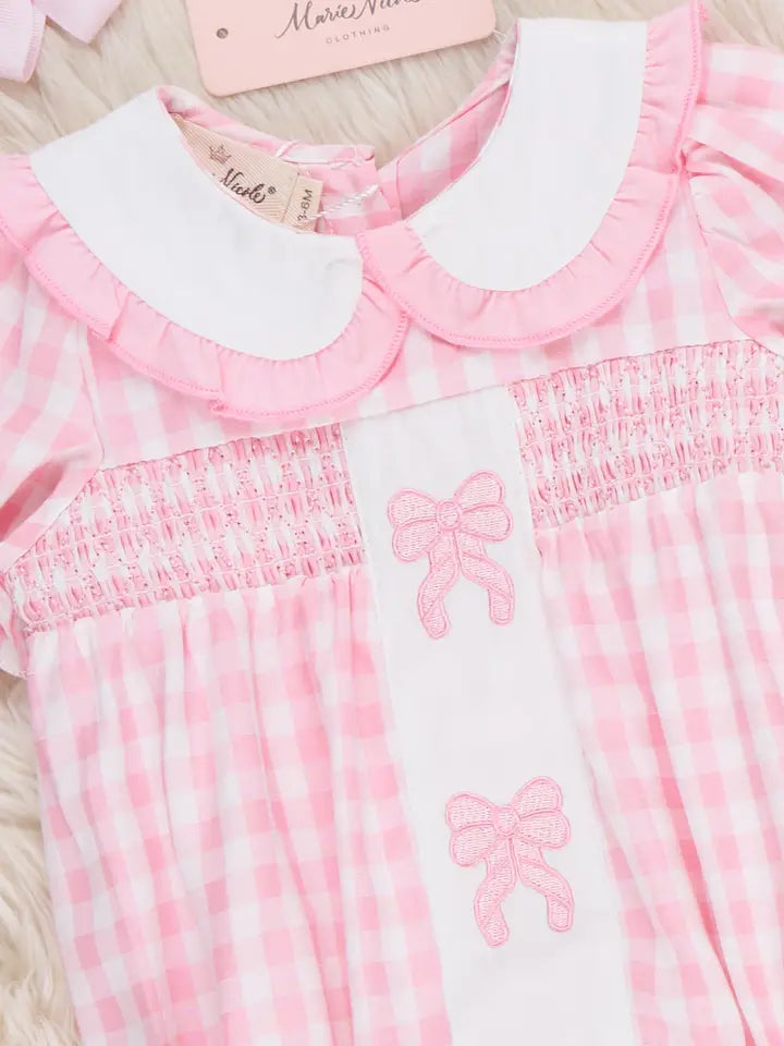 Pretty Bows Gingham Bubble Romper