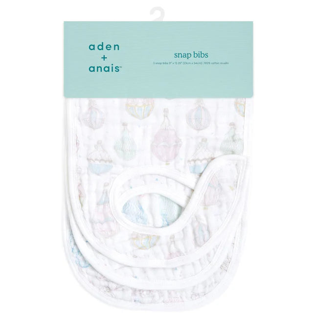 Aden+Anais Above the Clouds Organic Snap Bibs 3-Pack