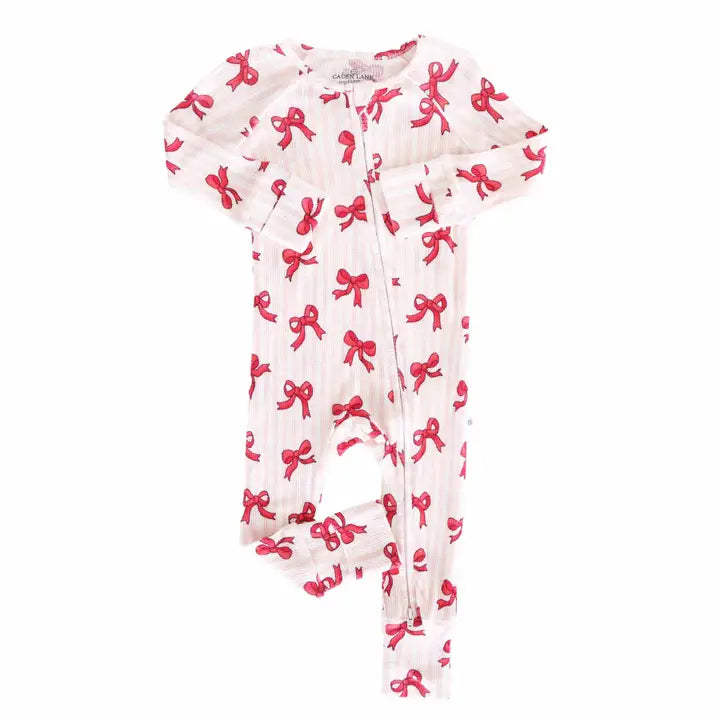 Coquette Christmas Bamboo Waffle Convertible Zip Romper