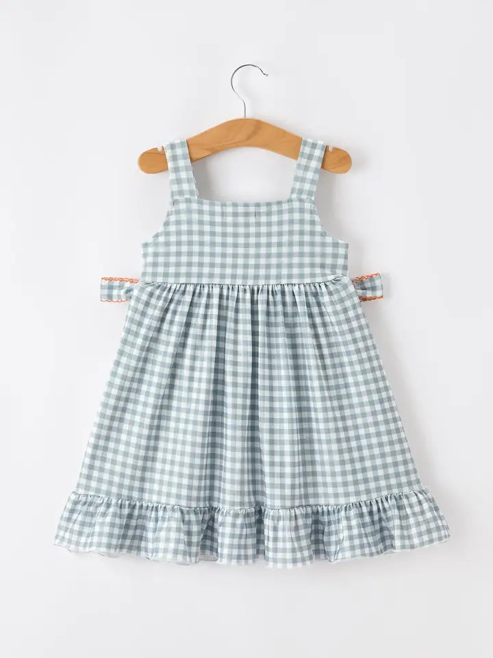 I <3 Mama Plaid Girls Bow Ruffle Dress