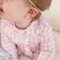 Load image into Gallery viewer, Peter Pan Rosy Gingham Collar Ruffle Zipper Footie
