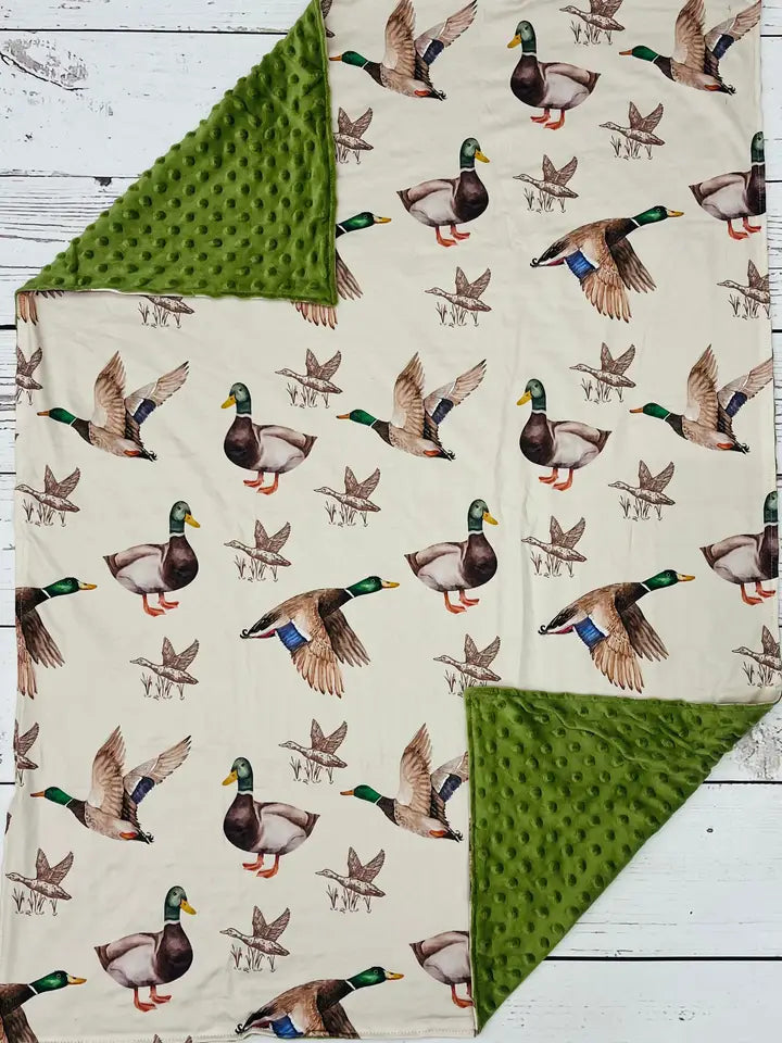 Olive Minky Baby Duck Blanket