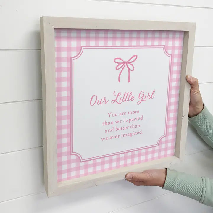 Gingham Our Little Girl Framed Art- 11"x11"