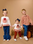 Load image into Gallery viewer, Pumpkin Bow Ivory Applique Ruffle Bow Sweatshirt
