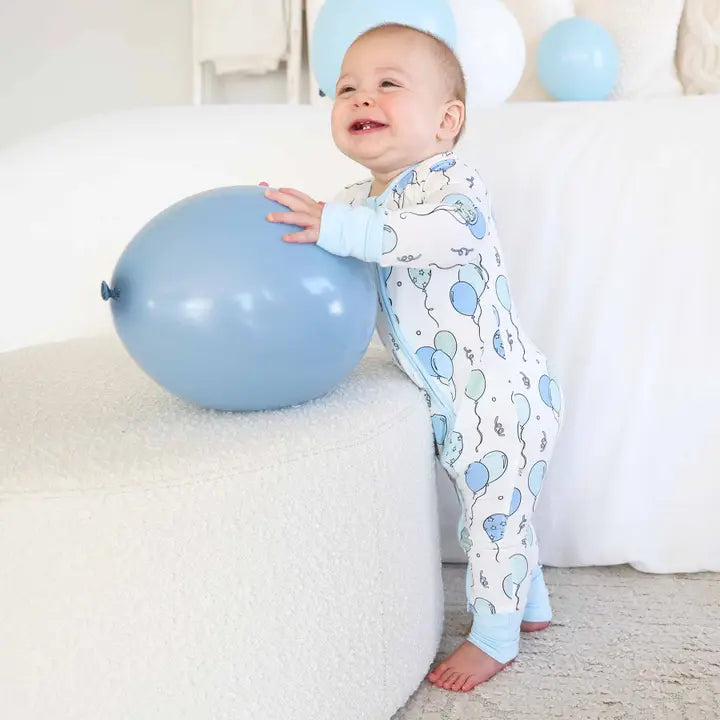 Blue Party Time Convertible Zip Romper