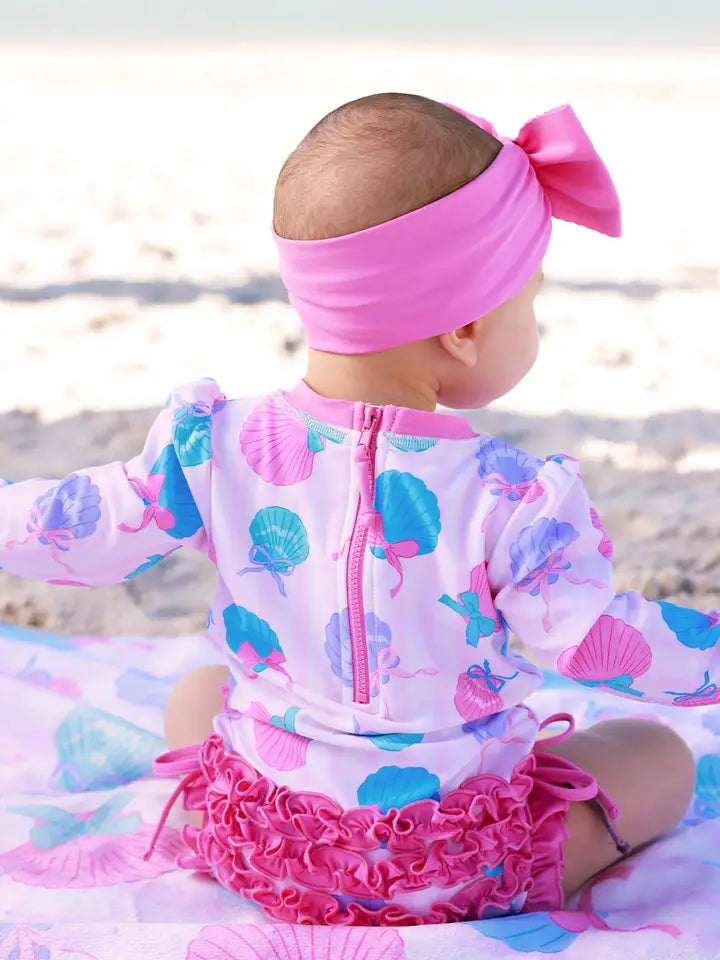 Seaside Sweetie Long Sleeve Ruffle Bottom Swimsuit