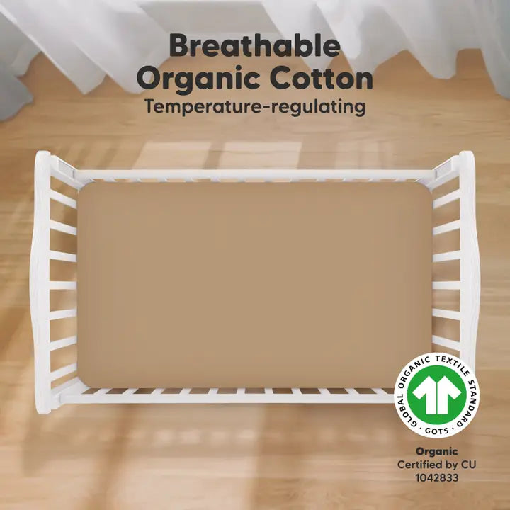 2-Pack Organic Cotton Fitted Crib Sheet Pecan