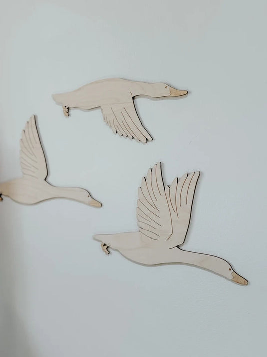 Flying Wooden Geese Wall Decor 3pk