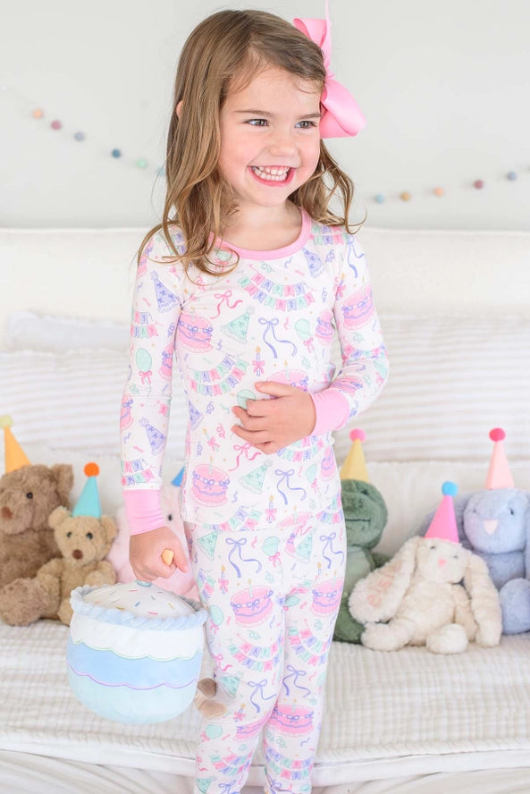Two Piece Bamboo Pajamas Birthday Bash Pink