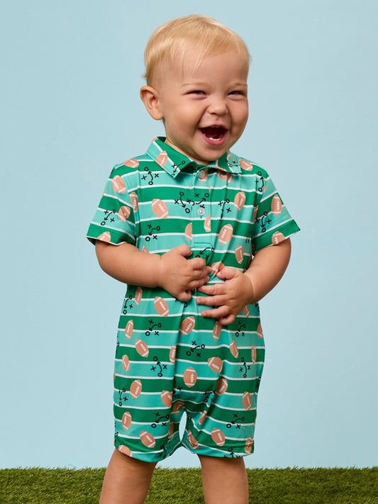 Tackles & Touchdowns Football  Performance Polo Romper