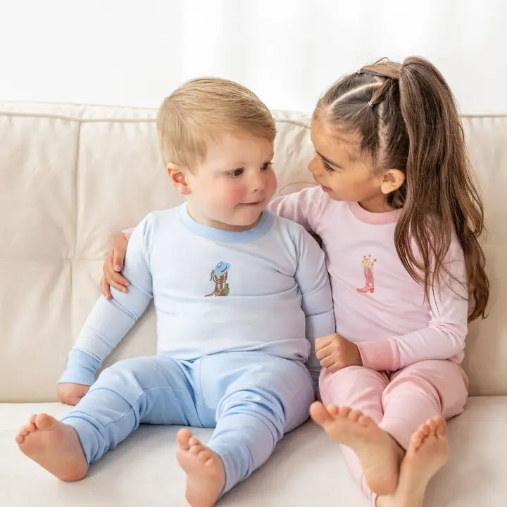 Blue Long Boots and Blooms Pajamas