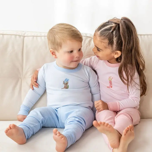 Blue Long Boots and Blooms Pajamas