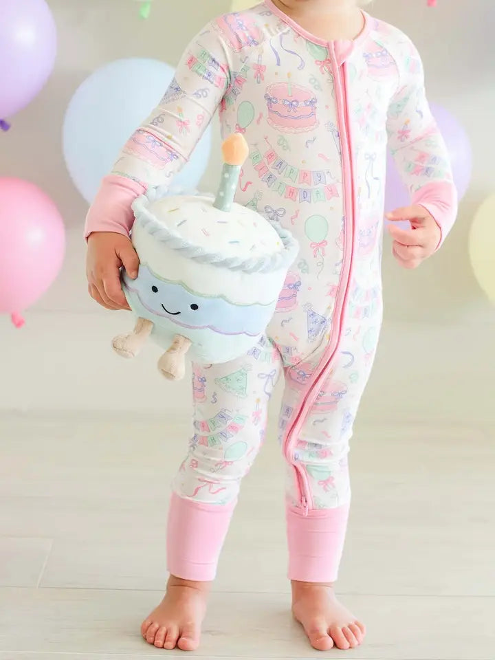 Convertible Zip Romper Birthday Bash Pink