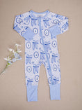 Load image into Gallery viewer, Blue Bow Bamboo Zip Romper
