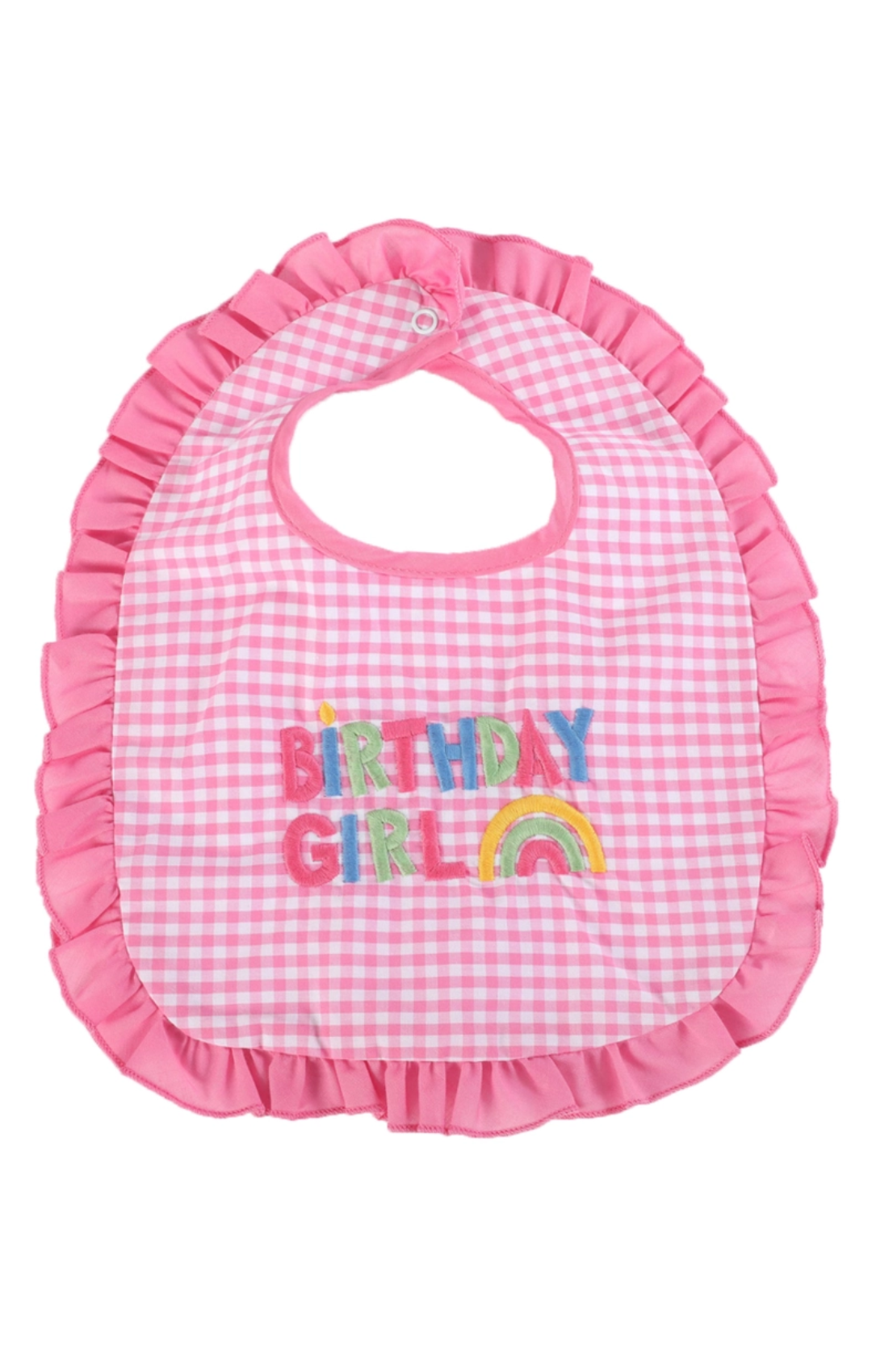 Pink Gingham 'Birthday Girl' Bib