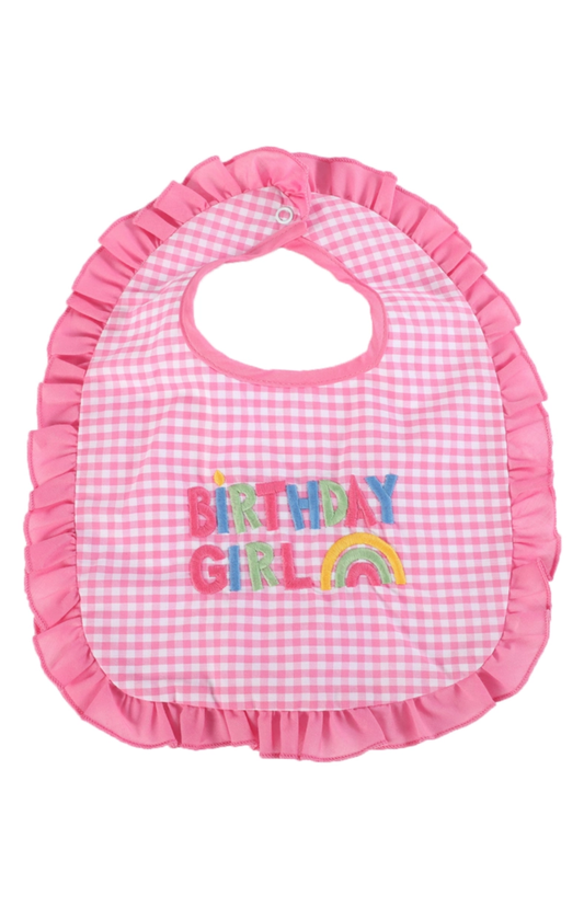 Pink Gingham 'Birthday Girl' Bib