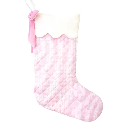 Quilted Seersucker Scalloped Stocking